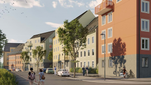Skiss över Bonavas planerad nybyggnation i Sigtuna stadsängar.
